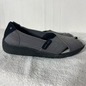Earth Spirit Black Striped Stretchy Peep Toe Shoes 5